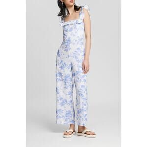 NEW & Other Stories Women’s Size 8 100% Linen Floral Print Frilled Jumpsuit